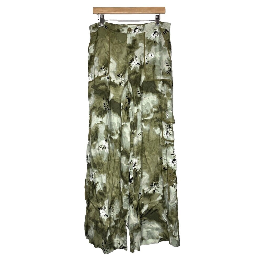 by Anthropologie Palazzo Utility Pants NWT Women‎ Size 14 Green Tie Dye Cargos